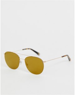 Золотистые круглые солнцезащитные очки Ted baker london