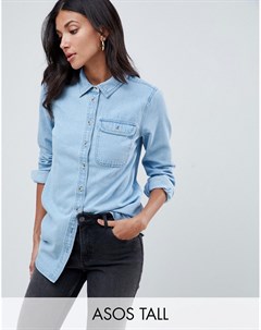 Синяя джинсовая рубашка с карманом ASOS DESIGN Tall Asos tall