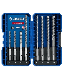 Буры ПРОФИ-4Х 29313-H8-2, SDS-plus, набор №2, 8 штук Зубр