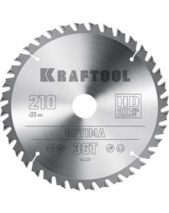 Пильный диск по дереву Optima 36951-210-30, 210 х 30 мм, 36Т Kraftool
