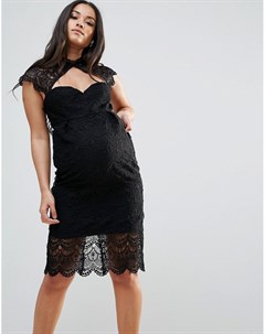 Платье футляр миди из кроше с фигурной отделкой на спине Chi chi london maternity