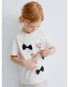 Футболка оверсайз с принтом и аппликацией для девочек Sela