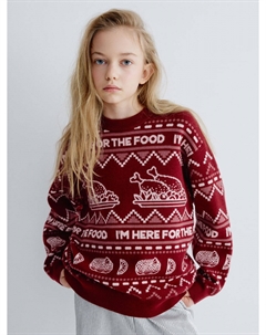 Новогодний вязаный джемпер для девочек Sela