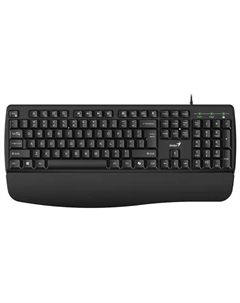 Клавиатура KB-123 31300021402 вогнутые клавиши/подставка для ладоней/защита от проливания/USB/кабель 1.5м/черный Genius