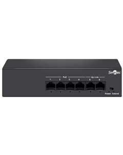 Коммутатор неадминистрируемый ST-NS204MB-MD 4 RJ-45 POE портов (10/100 Мбит/с), 2 RJ-45 Uplink порта (10/100 Мбит/с), бюджет на порт до 30 Вт Smartec