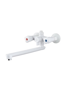 Смеситель для ванны РМС PL белый двухвентильный с длинным изливом без лейки (PL4-140P) Рмс