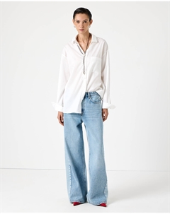 Джинсы Wide leg WL301 Colorblock голубого цвета 2mood