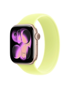 Умные часы Apple Watch Series 11 (GPS+Cellular), 46 мм, Rose Gold Aluminum Case/Neon Yellow Solo Loop - Size 5