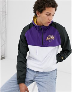 Белая куртка ветровка с капюшоном NBA Los Angeles Lakers New era
