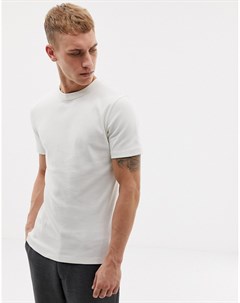 Кремовая приталенная футболка с круглым вырезом Tiger of sweden jeans