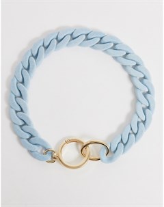 Голубое ожерелье цепочка с отделкой флок Asos design