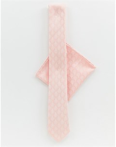 Набор галстук и платок для нагрудного кармана розового цвета Twisted tailor