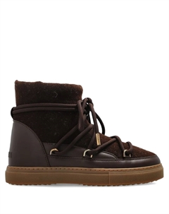 Замшевые туфли на шнуровке с мехом, коричневый Inuikii