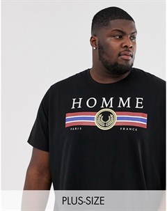 Черная футболка с принтом homme Jacamo