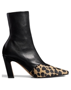 Ботильоны Nevada с квадратным носком и принтом "гиена", каблук 85 мм, черный Khaite