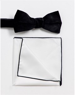 Бархатный галстук бабочка и платок для пиджака Selected homme