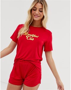Пижамный комплект с шортами и футболкой с принтом breakfast club Adolescent clothing