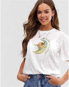 Свободная футболка с принтом с изображением луны Neon rose