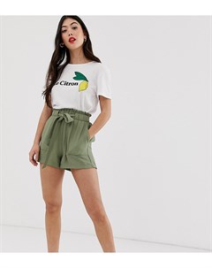 Зеленые саржевые шорты New look petite