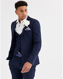 Облегающий пиджак из материала с добавлением шерсти в мелкую клетку wedding Asos design