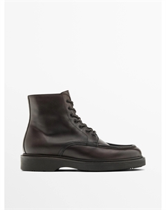 Ботинки из искусственной кожи с мок-носком, коричневый Massimo dutti