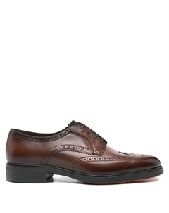 Дерби из кожи с брогированием, коричневый Santoni