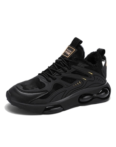 Мужские низкие массивные кроссовки черные - черное золото [с флисовой подкладкой], цвет Black Gold[Fleece-Lined] Mulinsen