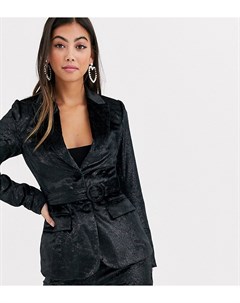 Черный бархатный пиджак в строгом стиле с поясом Fashion union petite