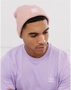 Розовая шапка бини с логотипом Adidas originals