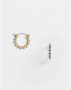 Золотистые серьги кольца с цветными камнями Asos design