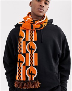 Черно оранжевый шарф Fiorucci