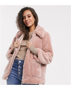 Розовая куртка на молнии из искусственного меха New look petite