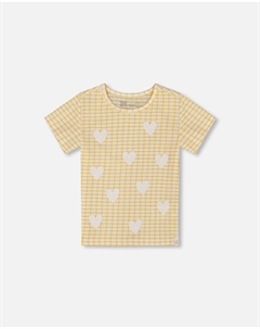 Кринкл топ с аппликацией в бледно-желтом и белом цветах Deux par deux