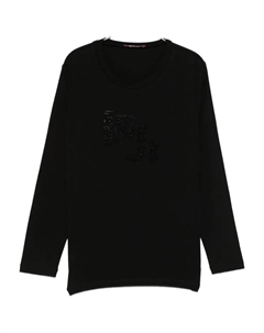 Лонгслив с длинными рукавами, украшенный стразами, черный Liu jo