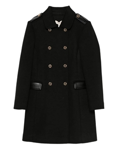 Двубортное пальто с деталями на плечах (погонами), черный Twin-set kids