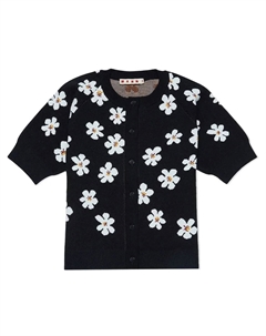 Платье с короткими рукавами и цветочным принтом, черный Marni kids