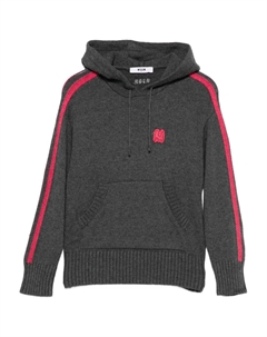 Свитер с капюшоном и полосками, серый Msgm kids