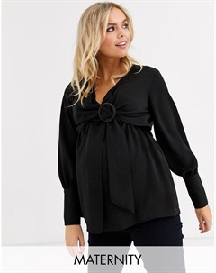 Черная блузка с поясом Topshop maternity