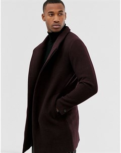 Бордовое шерстяное пальто с воротником стойкой Premium Jack & jones