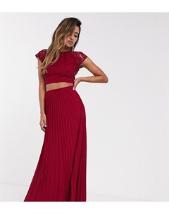Плиссированная юбка макси винного цвета Bridesmaid Tfnc