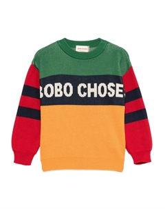 Свитер в полоску с цветовым блоком, зеленый Bobo choses