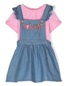 Джинсовое платье с логотипом, розовый Moschino kids