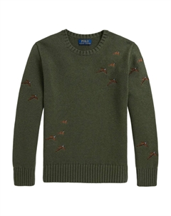 Свитер с нашивками на локтях, зеленый Polo ralph lauren kids