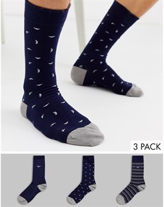 Подарочный набор носков темно синего цвета 3 пары Emporio armani