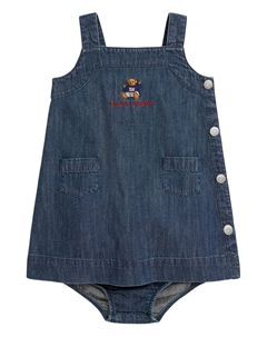 Джинсовое платье с квадратным вырезом, синий Polo ralph lauren kids