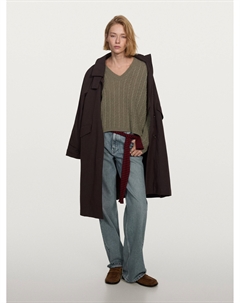 100% кашемировый объемный трикотажный свитер, Greenish Massimo dutti