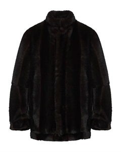 Шуба из искусственного меха с высоким воротником, коричневый Mm6 maison margiela