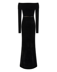 Платье с открытыми плечами и поясом, черный Elisabetta franchi