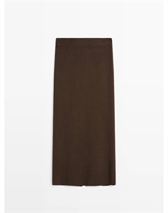 Двусторонняя юбка миди, шоколадный Massimo dutti