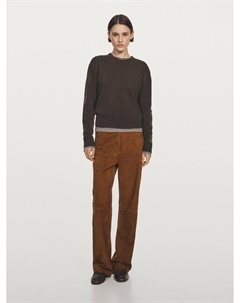 Свитер с круглым вырезом из смесовой шерсти, коричневый Massimo dutti